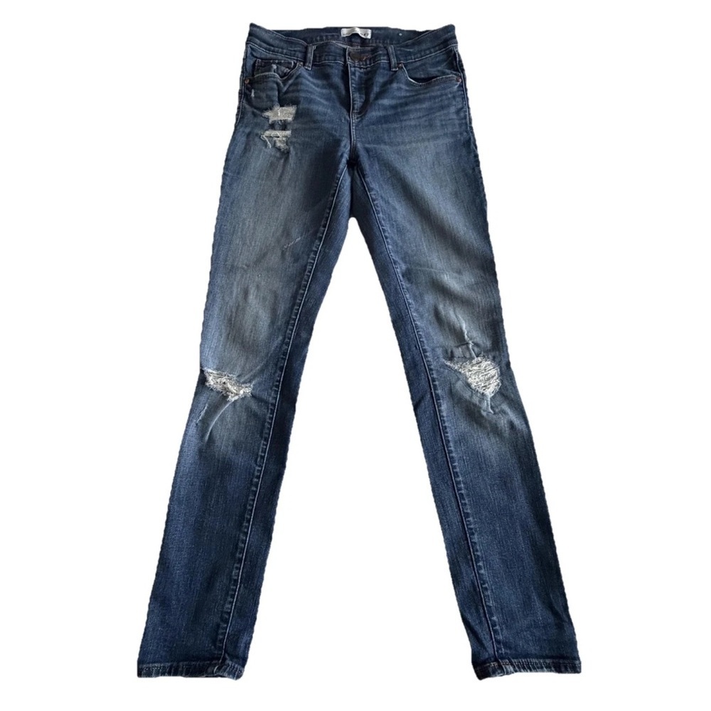 LOFT Modern Skinny Jeans Womens 27/4 Blue Medium Wash Distressed Denim 27x28.5